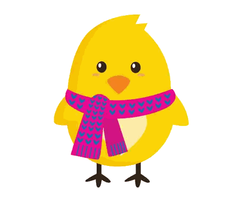 Yellow Chick Wearing Pink Scarf