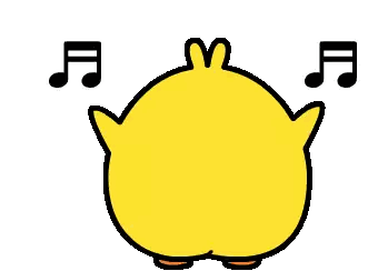 Yellow Chicken Singing with Music Notes