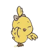 Yellow Chicken with Pink Bow