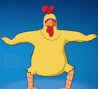 Yellow Chicken With Red Crest Arms Outstretched