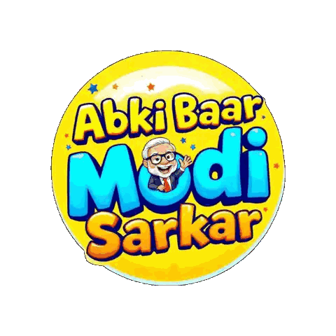 Yellow Circle with Abki Baar Modi Sarkar