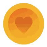 Yellow Circle with Heart and Two Butterflies