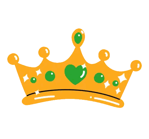 Yellow Crown with Green Gems and Heart