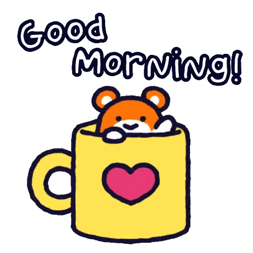 Yellow Cup Teddy Bear Good Morning