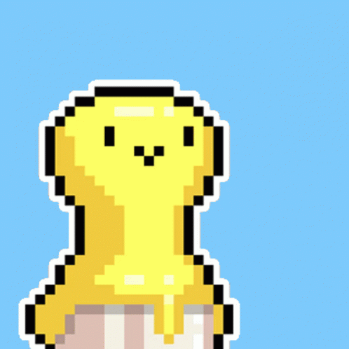 Yellow Dancing Pixel Chick Henlo GIF