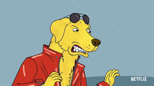 Yellow Dog in Red Jacket with Netflix Logo