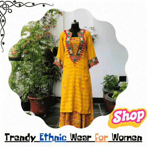 Yellow Dress on Mannequin Ethnic Wear Poster