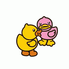 Yellow Duck And Pink Duck Together GIF