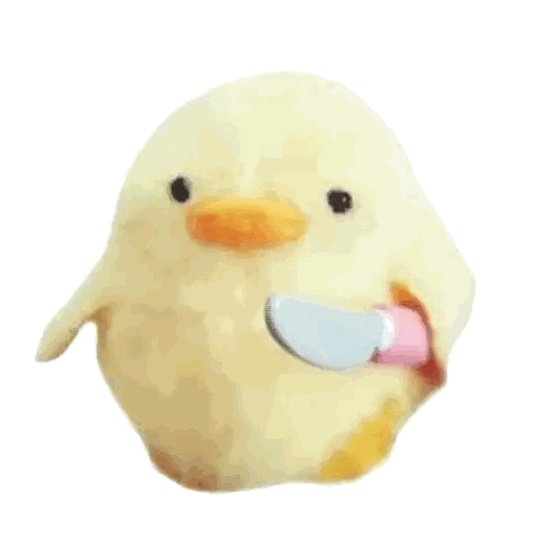 Yellow Duck Holding Knife