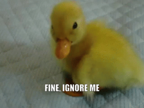 Yellow Duck On Blanket Saying Fine Ignore Me GIF