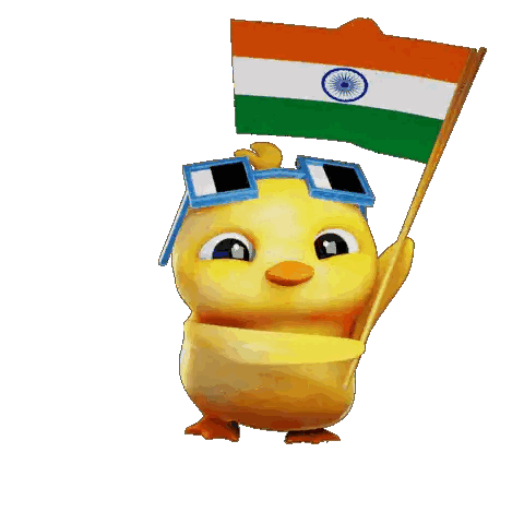 Yellow Duck Wearing Sunglasses Holding India Flag