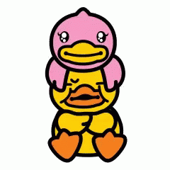 Yellow Duck With Pink Duck On Head GIF