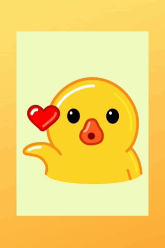 Yellow Duck with Red Heart