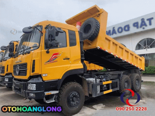 Yellow Dump Truck In Front Of Building Saying Maoa GIF