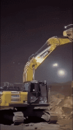 Yellow Excavator Saying Volvo GIF