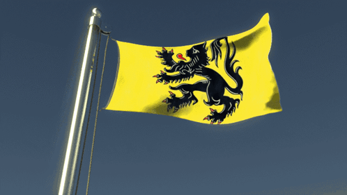 Yellow Flag With Black Lion Flying