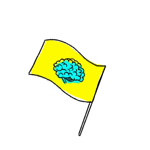 Yellow Flag with Blue Brain
