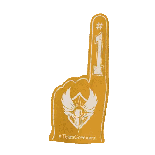 Yellow Foam Finger Saying #1 and #TeamCovenant