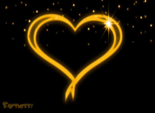 Yellow Heart On Black Softness GIF
