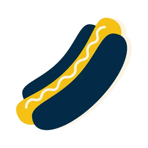 Yellow Hot Dog with Blue Bun and Mustard