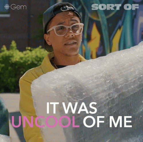 Yellow Jacket Man Holding Bubble Wrap Uncool GIF