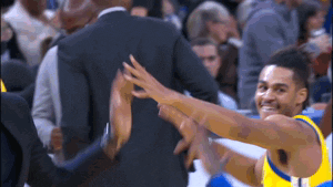 Yellow Jersey Jordan Poole High Five GIF