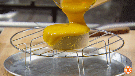 Yellow Mirror Glazing Cake GIF