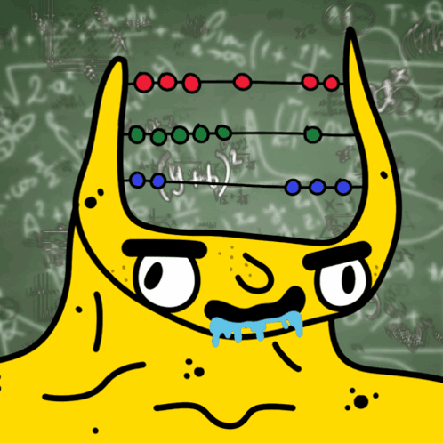 Yellow Monster With Abacus And Math Equations GIF