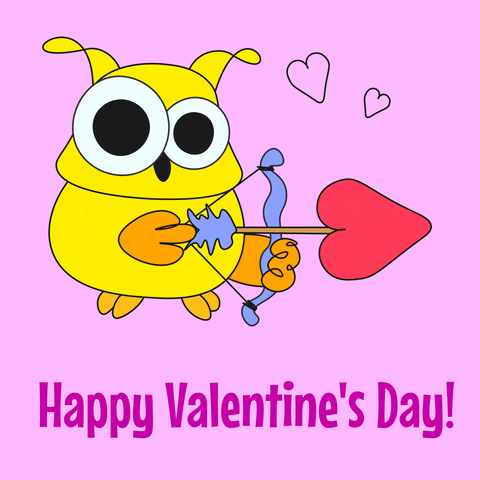 Yellow Night Owl Happy Valentine's Day GIF