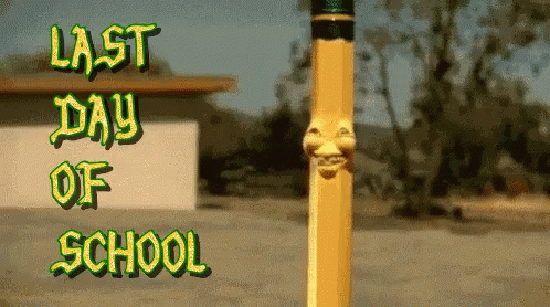 Yellow Pencil Face Saying Last Day of School