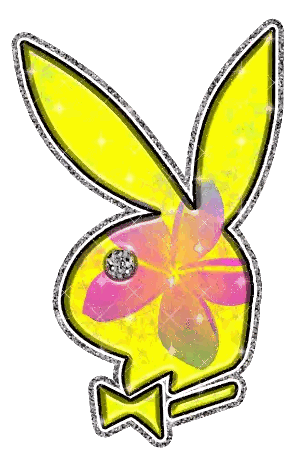 Yellow Playboy Bunny with Pink Flower