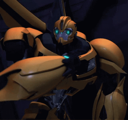 Yellow Robot With Blue Eyes and Black Body
