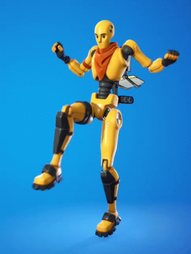 Yellow Robot With Scarf Dancing On Blue Background GIF