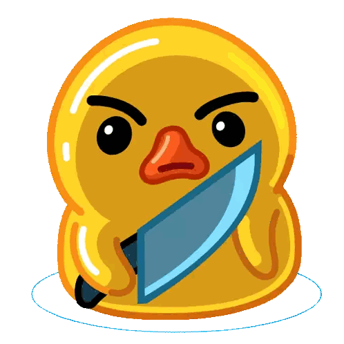 Yellow Rubber Duck Holding Knife