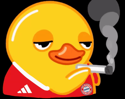 Yellow Rubber Duck In Bayern Munchen Shirt Smoking Cigarette GIF