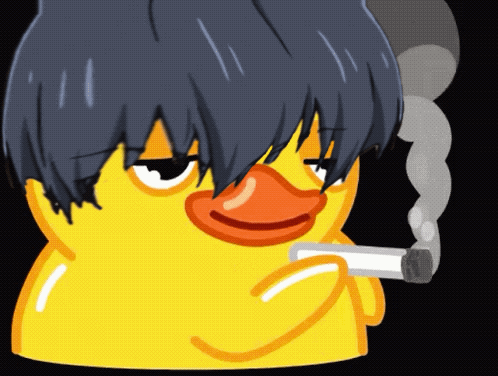 Yellow Rubber Duck Smoking Cigarette