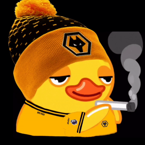 Yellow Rubber Duck With Beanie And Cigarette GIF