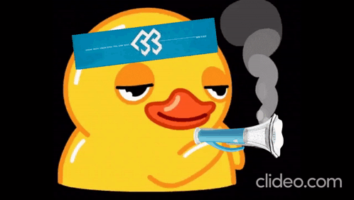 Yellow Rubber Duck With Blue Headband Smoking GIF
