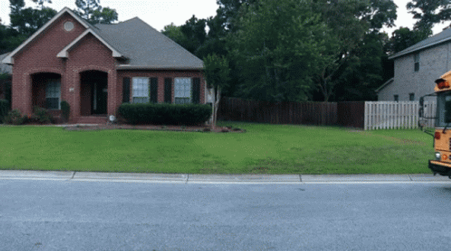 Yellow School Bus Stopping House GIF