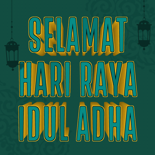 Yellow Selamat Hari Raya Idul Adha on Green