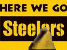 Yellow Sign Saying Here We Go Steelers