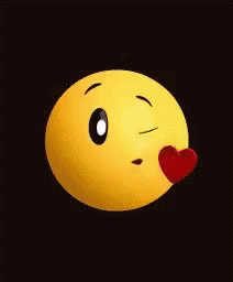 Yellow Smiley Blowing Kiss With Red Heart