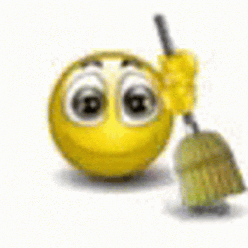 Yellow Smiley Emoji Sweep The Floor GIF