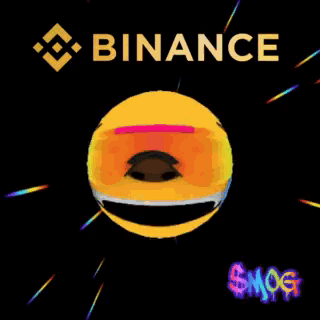 Yellow Smiley Face With Colorful Lights And Binance GIF