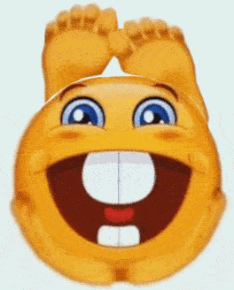 Yellow Smiley Face with Feet on Head