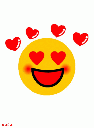 Yellow Smiley Face With Red Hearts And Name Safa GIF