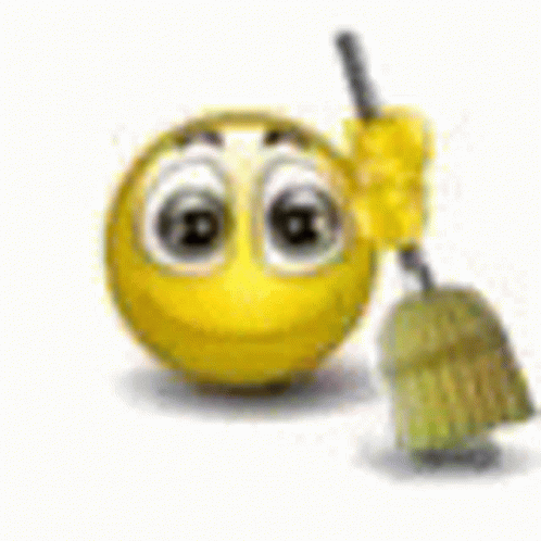 Yellow Smiley Holding Broom