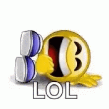 Yellow Smiley Holding Object Says Lol