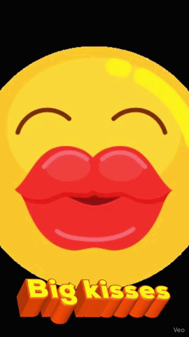 Yellow Smiley Red Lips Big Kisses