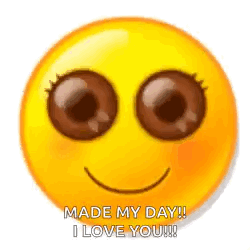 Yellow Smiley With Brown Eyes Saying Made My Day I Love You